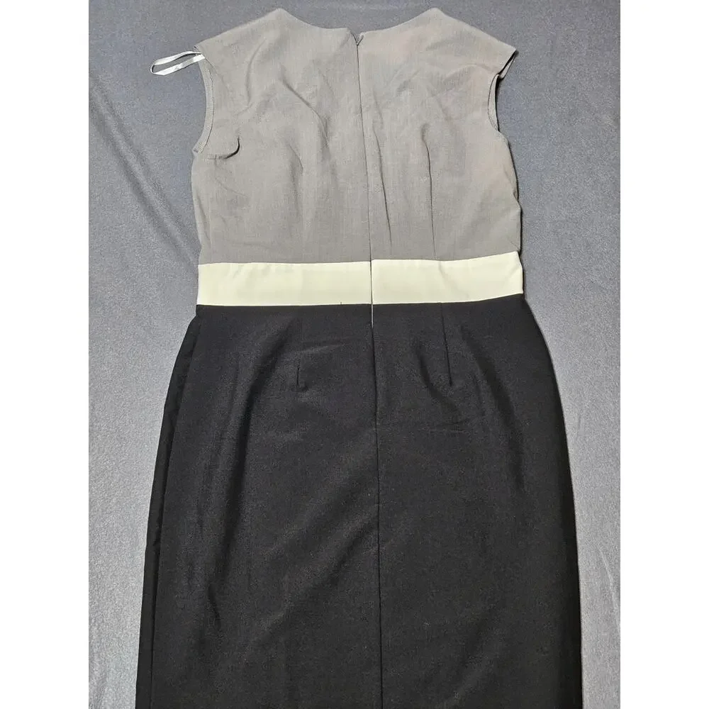 Studio Dress Womens 10 Gray Black Sleeveless Mid Length Business Casual Dress - Picture 9 of 10